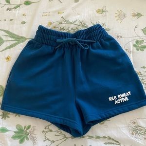 RECREATION SWEAT drawstring lounge shorts in midnight blue xs